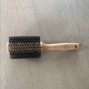 Round Wooden Hair Brush with Black Bristles